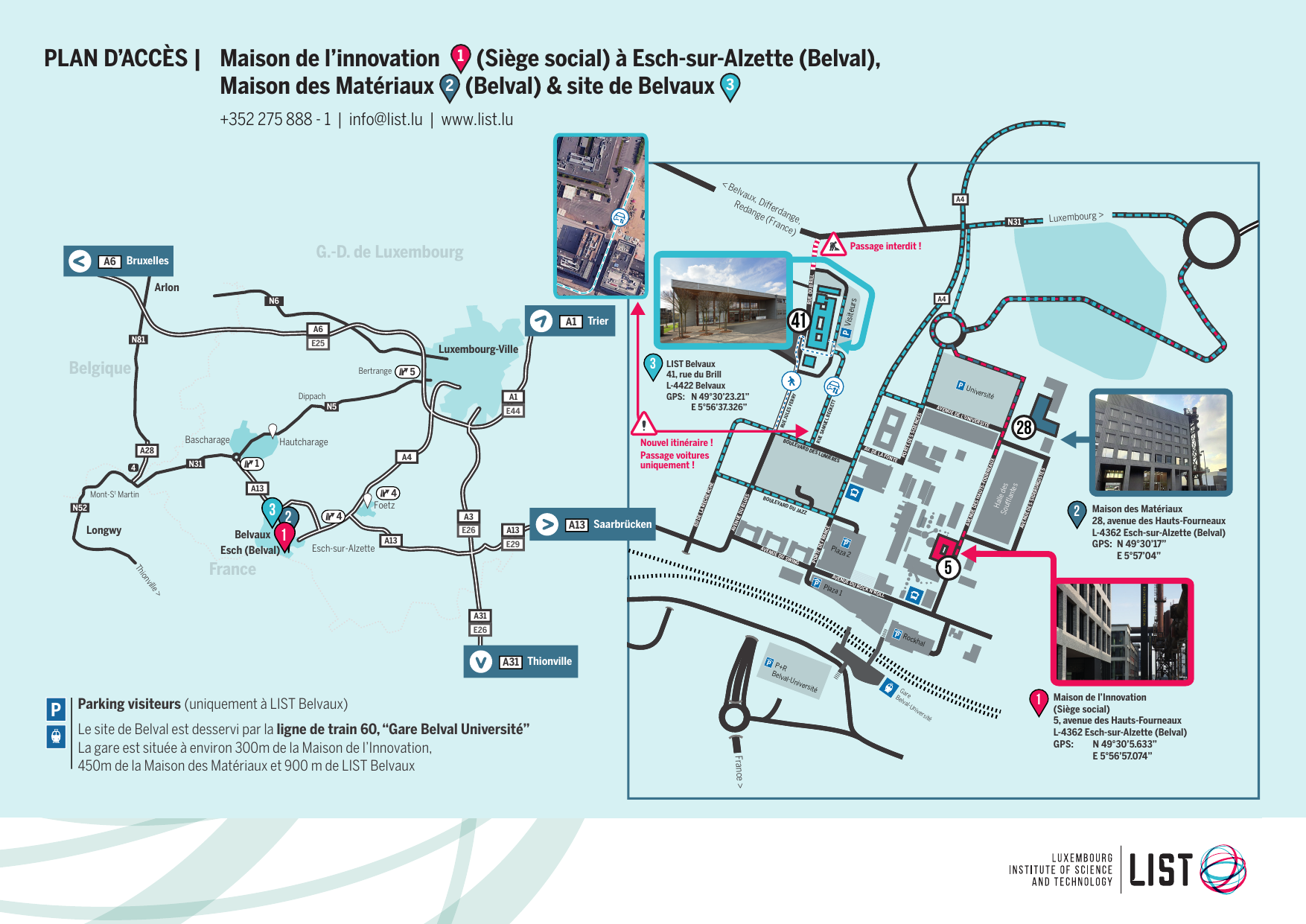 Access map to LIST Belvaux